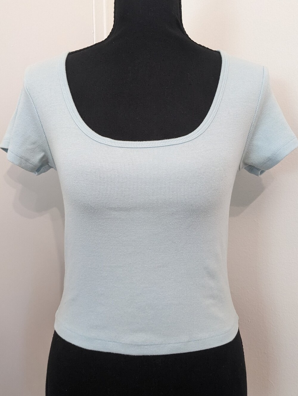 Forever 21 Light Blue Ribbed Scoop Crop Top